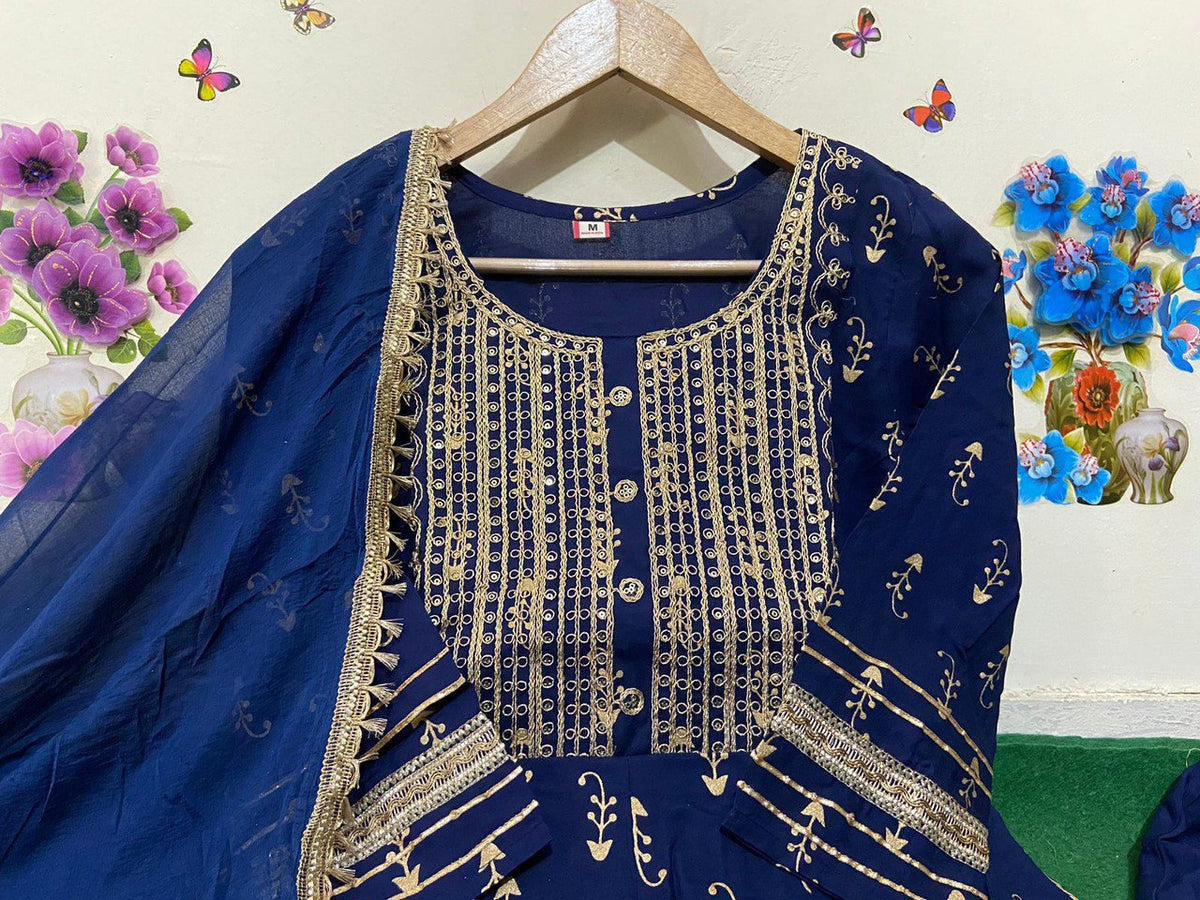 Navy Blue color beautiful sharara set buy now - Joshindia