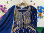 Navy Blue color beautiful sharara set buy now - Joshindia