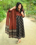 Anarkali kurta pant dupatta with some mirror work and gota detailing and gota tassals - Joshindia