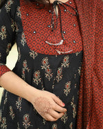 Anarkali kurta pant dupatta with some mirror work and gota detailing and gota tassals - Joshindia