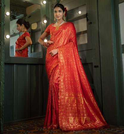 Red Color Royal Banarasi Saree For Wedding