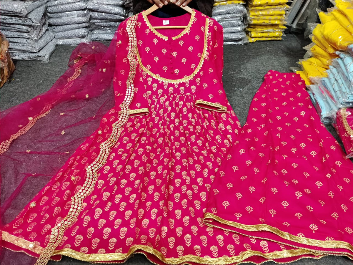 beautiful rani color sharara set buy now - Joshindia