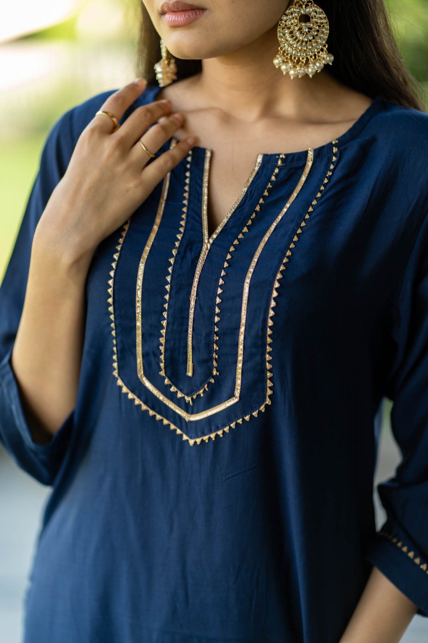 Designer BlueKurta With Bottom - Joshindia