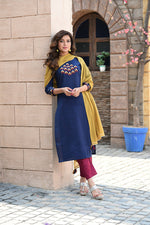 New Latest Cotton Embroidered Kurti With Pant & Dupatta - Joshindia