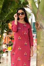 Amazing Round Neck Embroidered Cotton Kurta - Joshindia