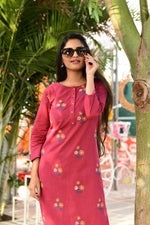 Amazing Round Neck Embroidered Cotton Kurta - Joshindia
