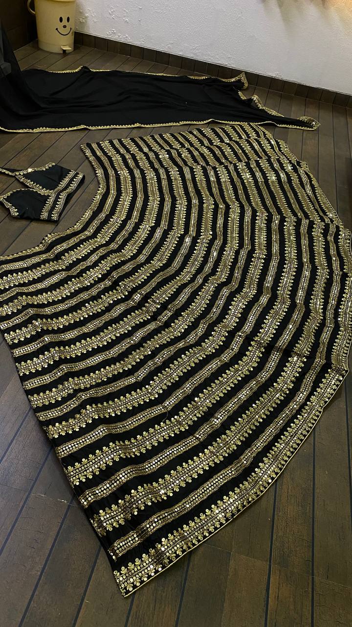 Trendy black color sequence lehanga choli buy now - Joshindia