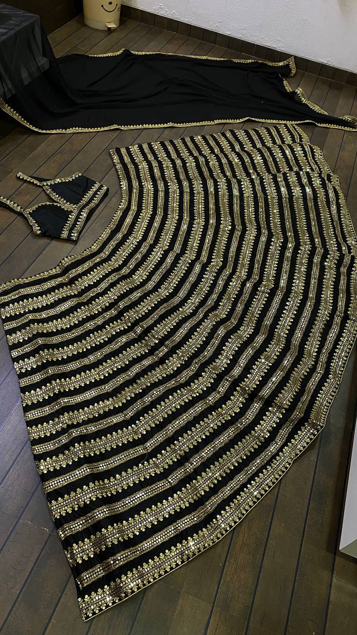 Trendy black color sequence lehanga choli buy now - Joshindia