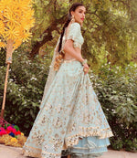 Sky blue color mirror lehenga choli at affordable price buy now - Joshindia