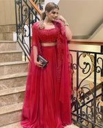 Pink Color Georgette designer Indowestern lehenga choli - Joshindia