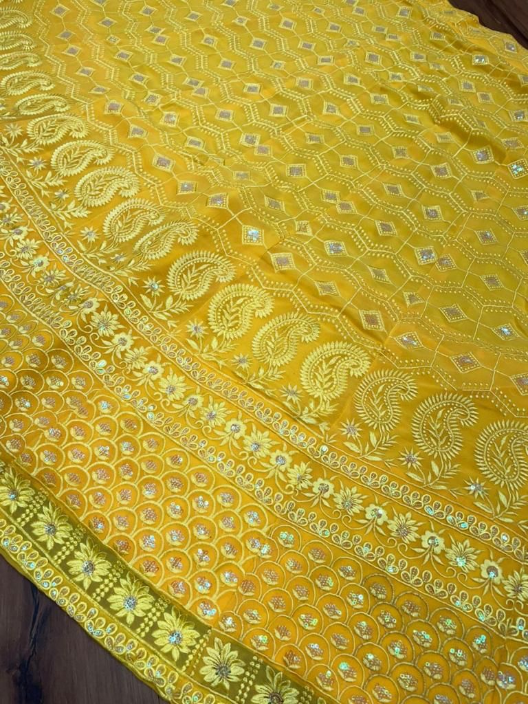 Trending Yellow color Designer Lehenga choli for Haldi wedding Function - Joshindia