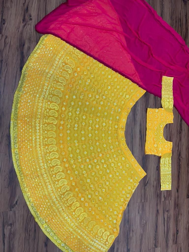 Trending Yellow color Designer Lehenga choli for Haldi wedding Function