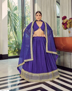 violet color georeget desinger lehenga choli - Joshindia