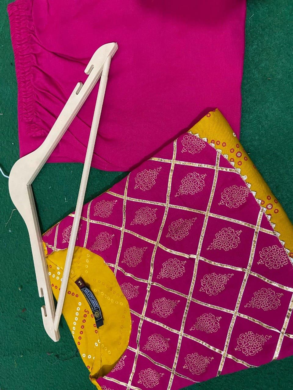 Trendy Style Kurti PalazzoWith Bandhani Print - Joshindia
