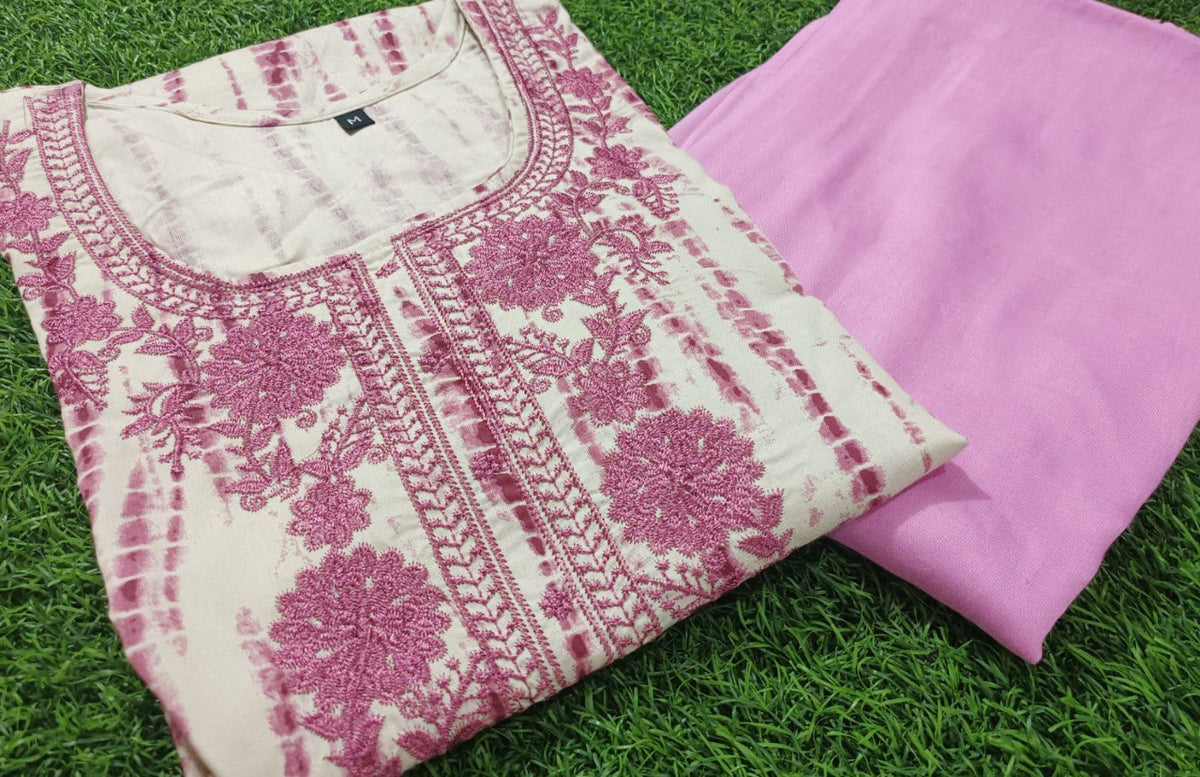 Heavy embroideryWork kurti with pant-In very fine quality reyon - Joshindia