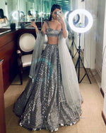 grey color designer sequence work lehenga choli - Joshindia