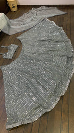grey color designer sequence work lehenga choli - Joshindia