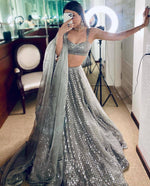 grey color designer sequence work lehenga choli - Joshindia