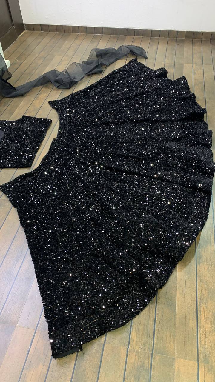 Black color designer sequence work lehenga choli - Joshindia