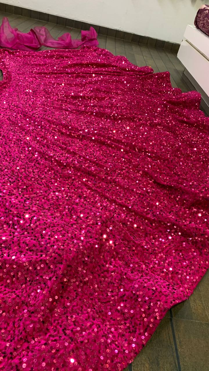 Pink color designer sequence work lehenga choli - Joshindia