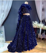 Blue color designer sequence work lehenga choli - Joshindia