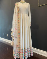 Pure Traditional look designer gown at affordable rate in White color - Joshindia