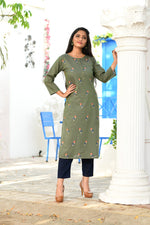 Ethnic Round Neck Embroidered Cotton Kurta - Joshindia
