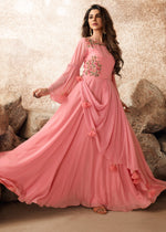 Peach Color Designer Georgette Gown - Joshindia
