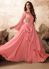 Peach Color Designer Georgette Gown - Joshindia