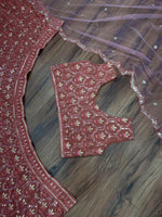 Dusty Pink color designer embroidery sequence work lehenga choli - Joshindia