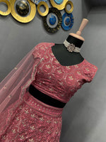Dusty Pink color designer embroidery sequence work lehenga choli - Joshindia