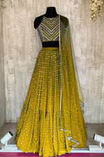 Yellow Color georgette designer lehnga choli - Joshindia