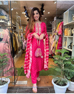 Heavy embroidery Work kurti with pant and dupatta -In very fine quality Rayon - Joshindia