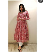 NEW LAUNCHBEAUTIFUL HEAVY COTTON ANARKALI KURTI WITH PANT MAL MAL DUPATTA - Joshindia