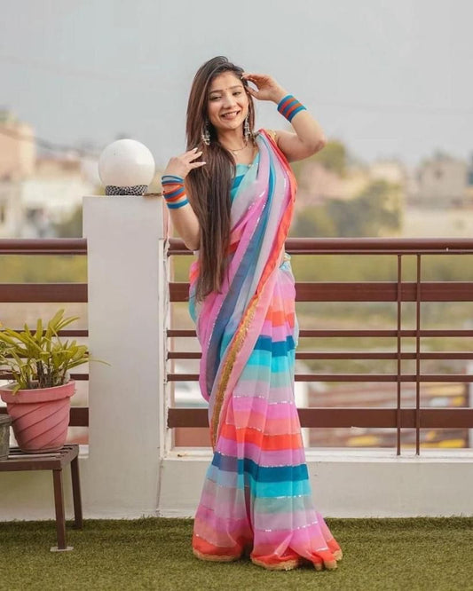 Trending Multi colour saree buy online