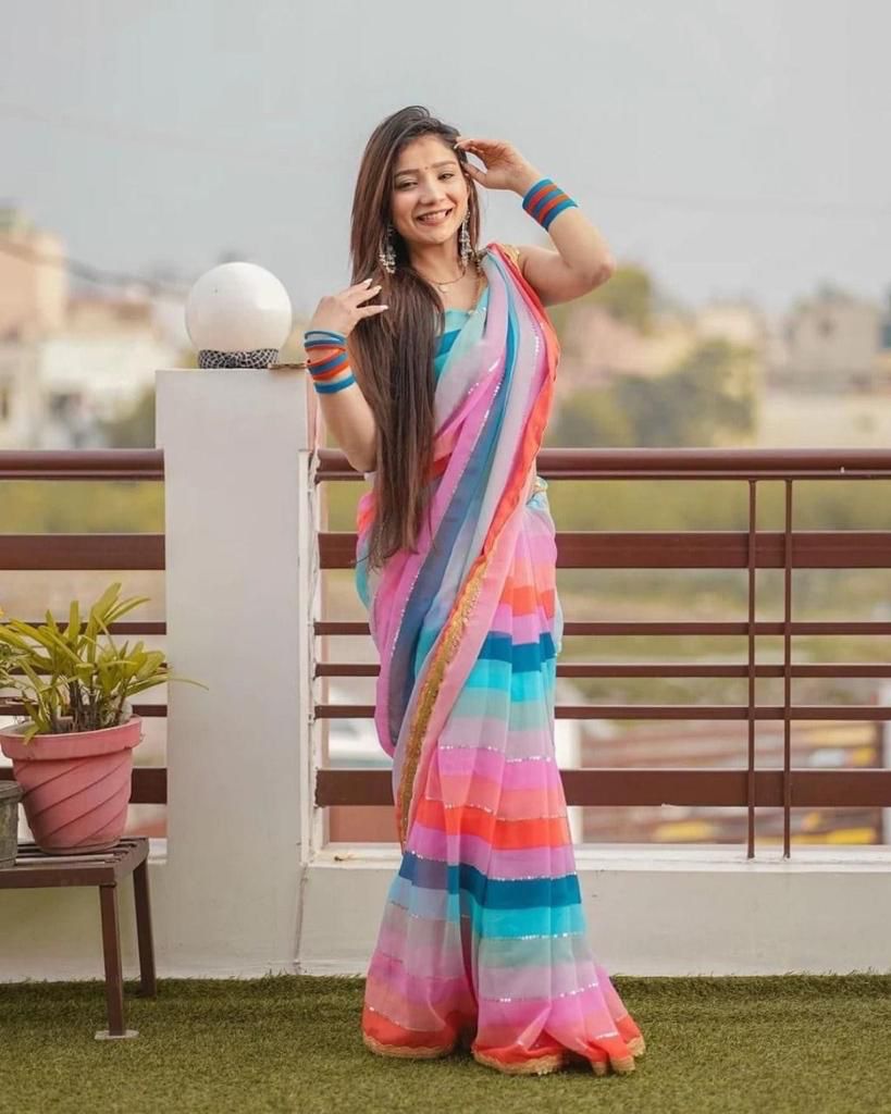 Trending Multi colour saree buy online - Joshindia