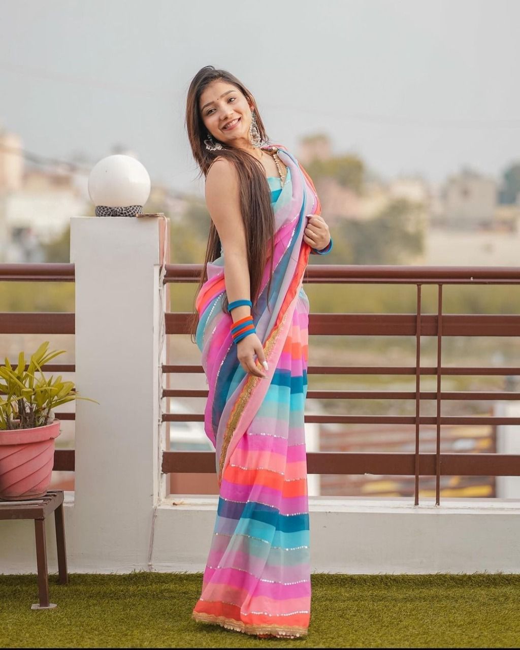 Trending Multi colour saree buy online
