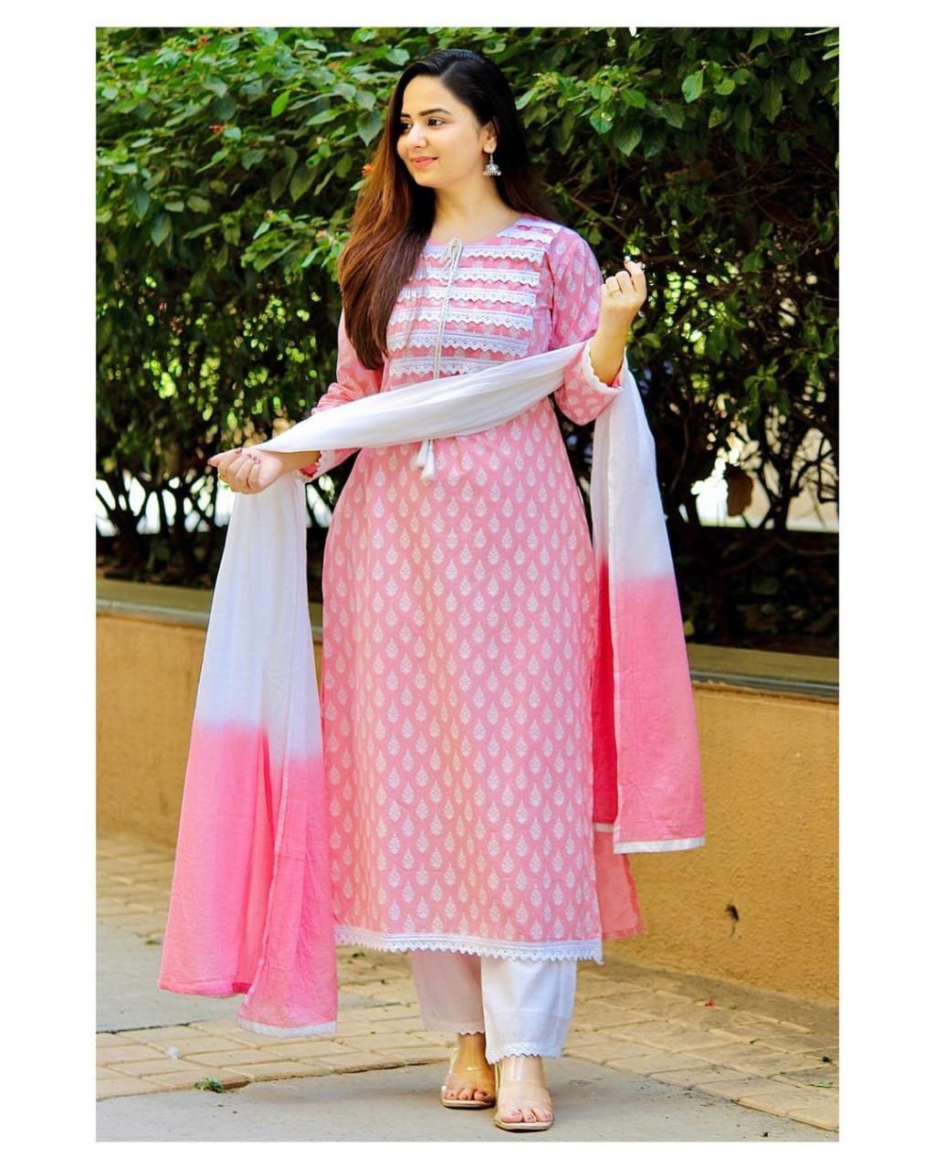 Rayon fabric kurti with pant and dupatta - Joshindia