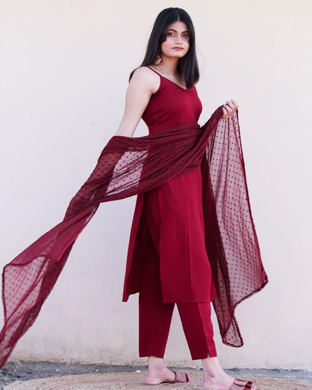Buy Fayda Bazar Red & Blue Solid Georgette Kurti For Women online |  Looksgud.in