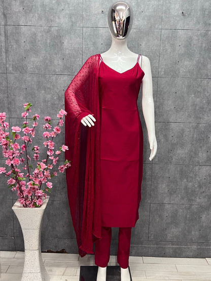 Beautiful Rayon Fabric Straight kurti Pant With Dupatta