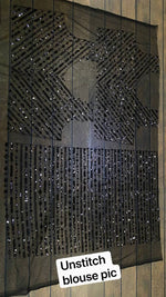 Black Heavy Designer Saree With Sequence and thread work - Joshindia