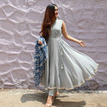 Beautiful Heavy Cottan Anarkali KURTI WITH PANT MAL MAL DUPATTA - Joshindia