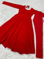 Trendy Red color lucknowi style kurta set for stylish look - Joshindia