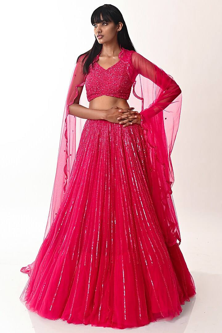 pink color designer lehenga choli - Joshindia