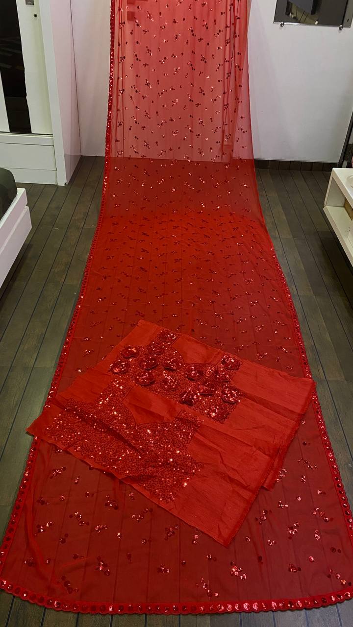 Beautiful sequence saree for partywear look - Joshindia