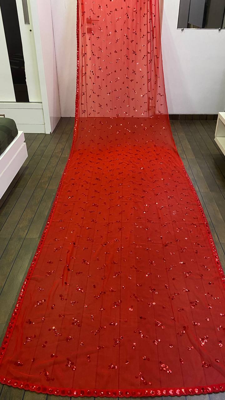 Beautiful sequence saree for partywear look - Joshindia