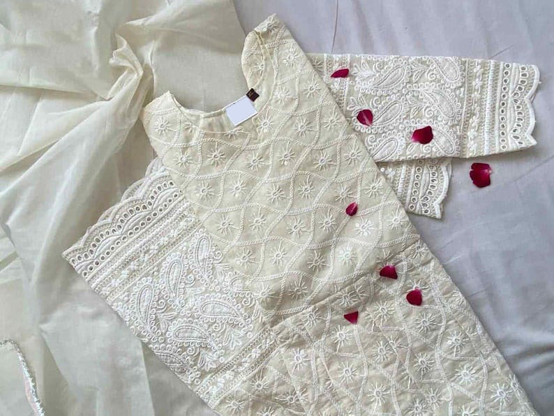 Beautiful Anarkali Chikan SequnceGown With Dupatta - Joshindia