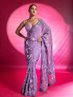 Purple color gorgeous designer saree at affordable rate buy now - Joshindia
