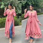 Beautiful Round Neck Embroidered Kurta - Joshindia