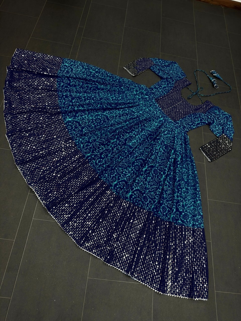 Turcoish blue ready to wear gown for wedding function buy online - Joshindia